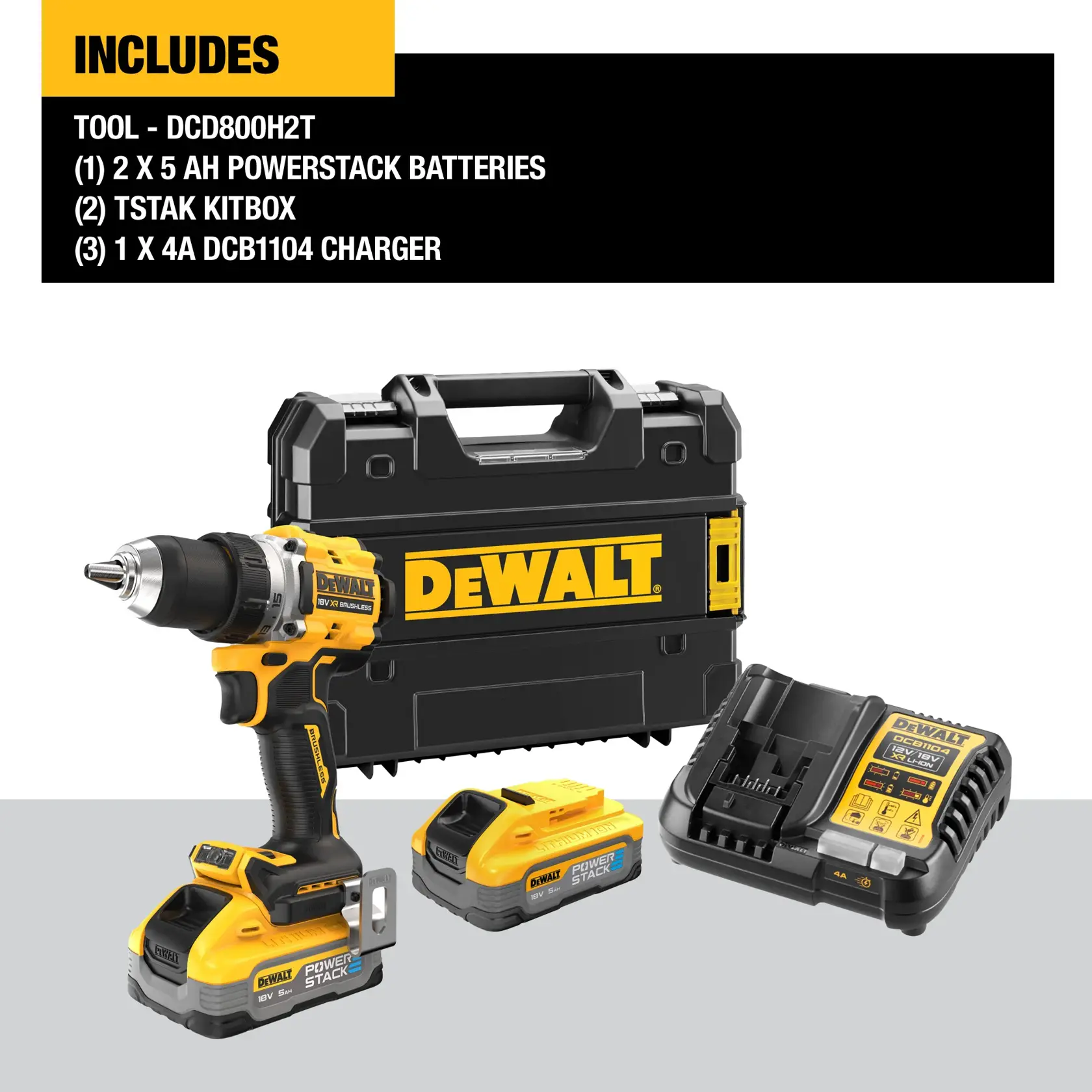 18V XR® Brushless Drill Driver - 2 X 5Ah POWERSTACK™ Batteries