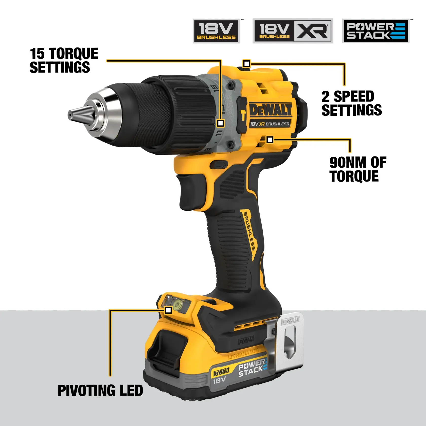 18V XR® Brushless Hammer Drill Driver - 2 X 1.7Ah POWERSTACK™ Battery