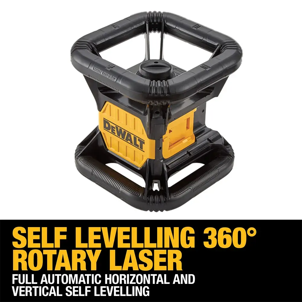 DEWALT 360° rotary laser, self-levelling, automatic horizontal and vertical alignment tool.