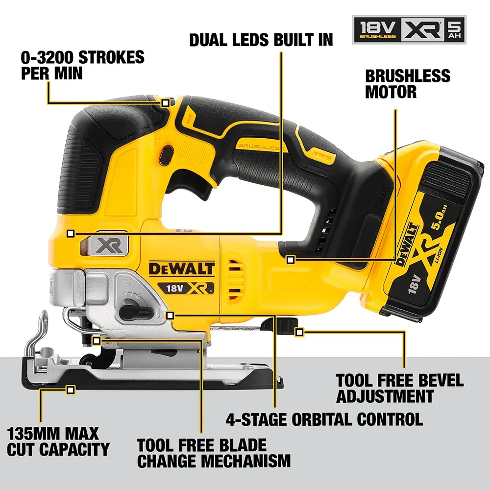 18V XR® Brushless Jigsaw - 2 x 5Ah