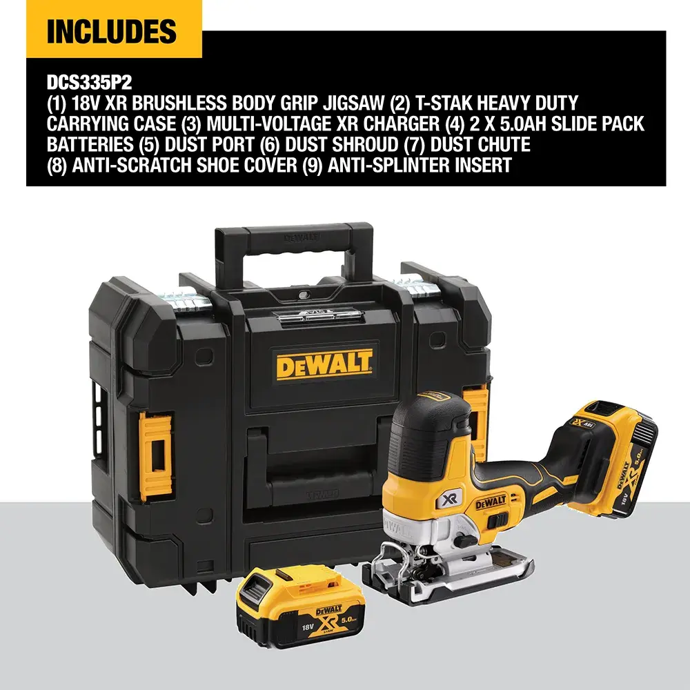 18V XR® Brushless Body Grip Jigsaw (2 X 5 Ah)