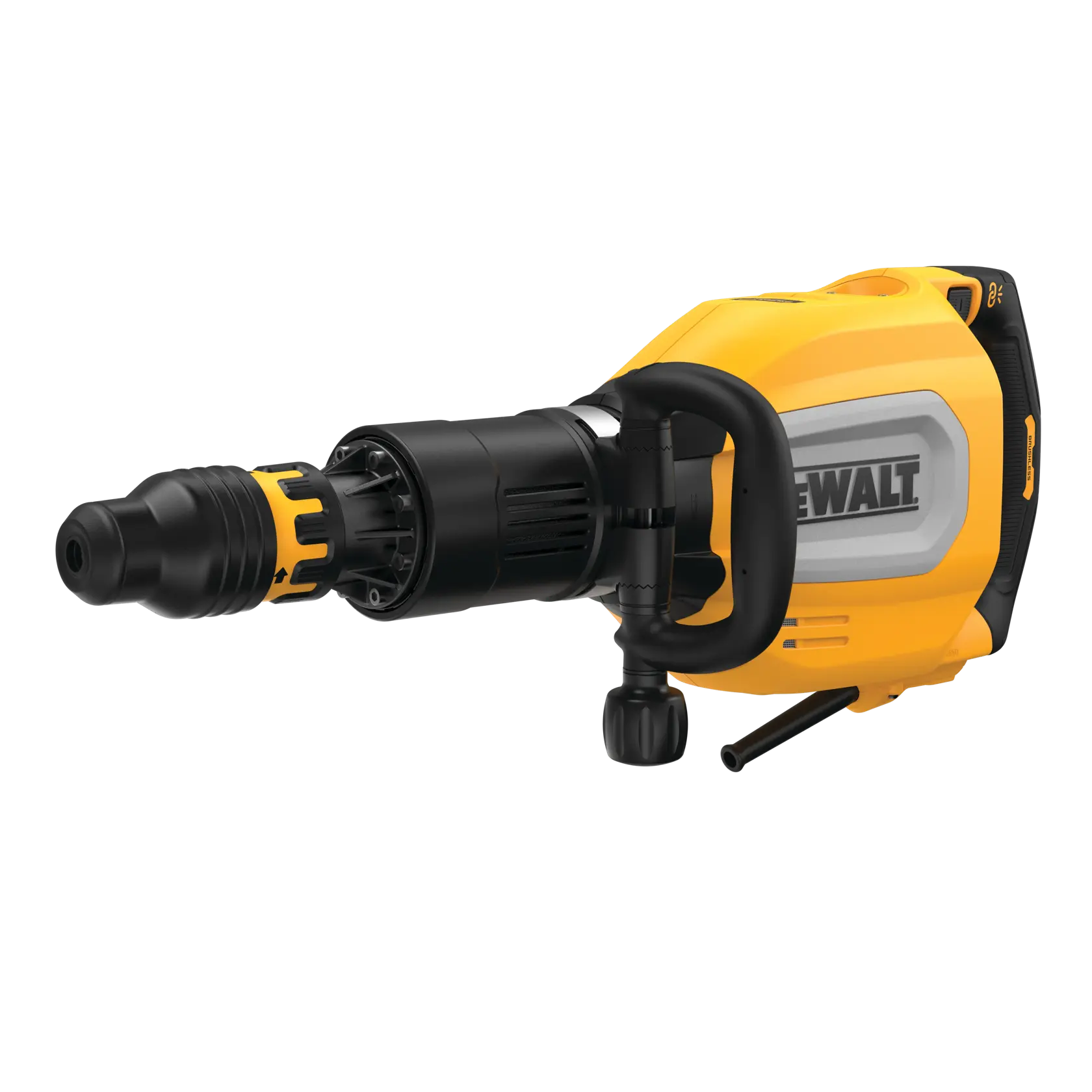 DEWALT D25911K demolition hammer in yellow and black, shown close up against a white background.