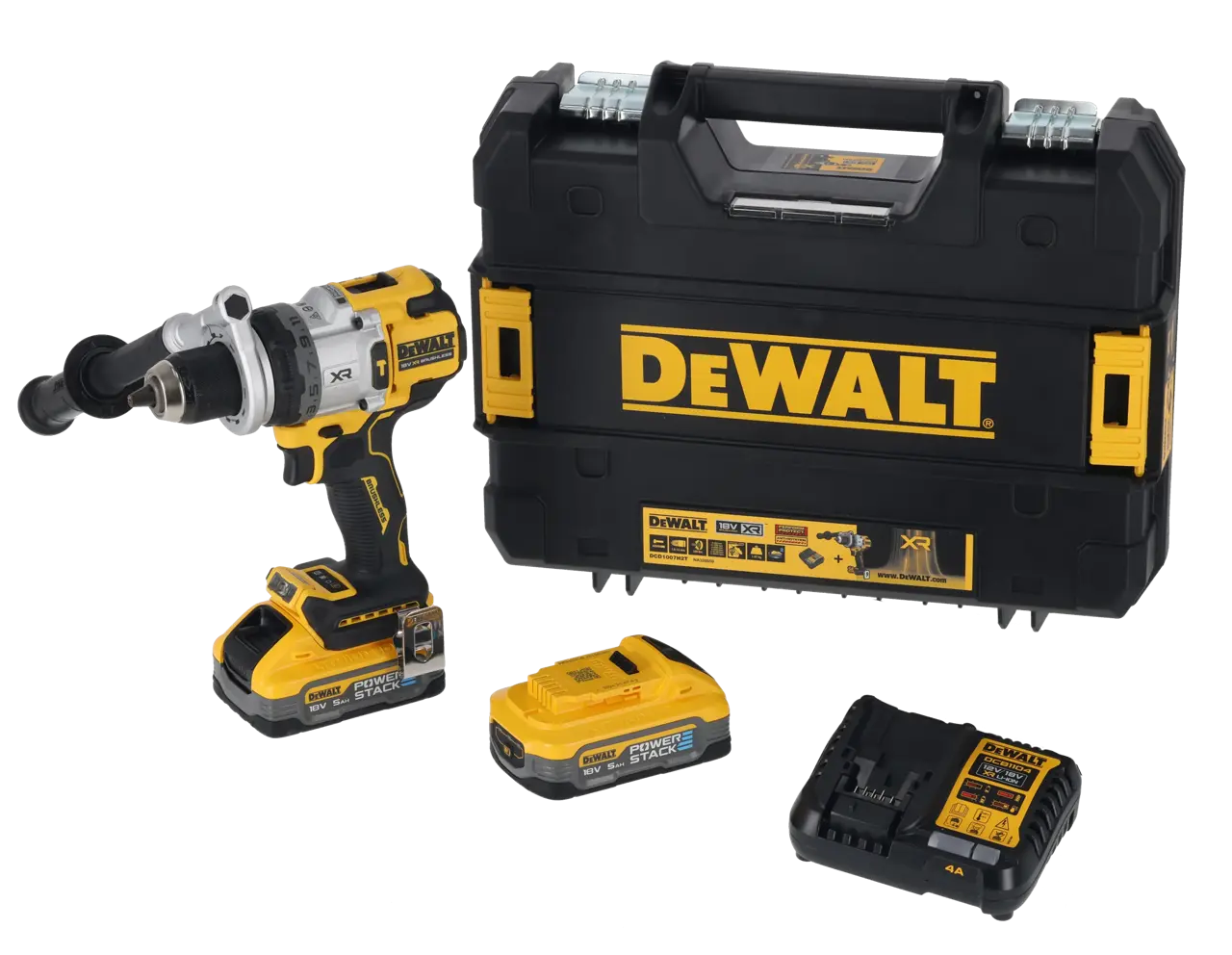 18V XR Brushless Premium Hammer Drill Driver with (2) 5Ah POWERSTACK Batteries