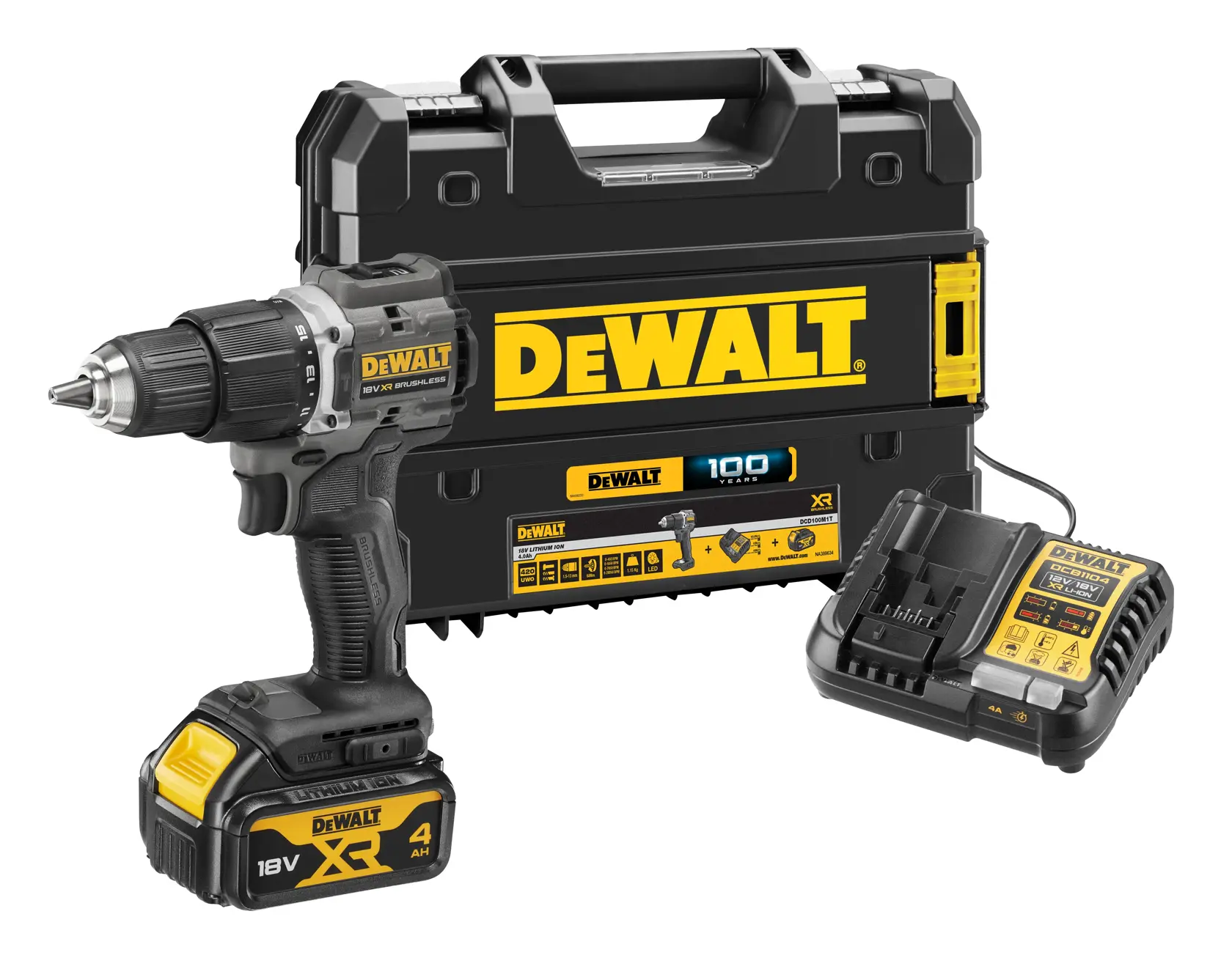 18V XR® Brushless 100 Year Hammer Drill Driver - 1 X 4AH