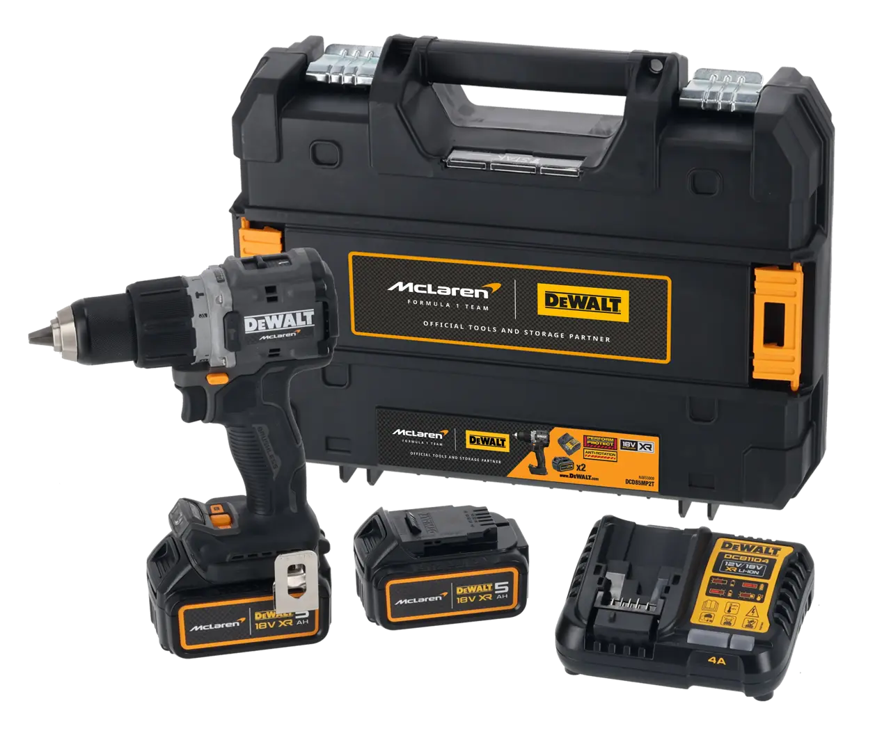 DEWALT x McLaren F1 Team 18V XR Brushless Hammer Drill Driver with (2) 5Ah Batteries