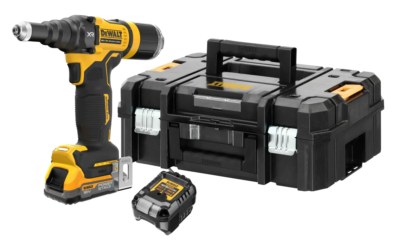 18V XR® Brushless 4.8mm Rivet Gun - 1 X 1.7Ah POWERSTACK™ Batteries