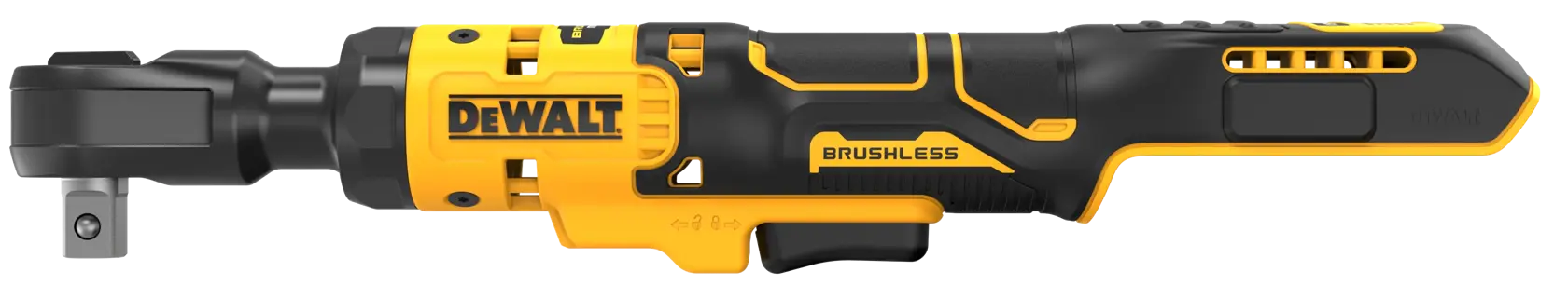 DEWALT DCF512N kabelloses, bürstenloses Ratschenwerkzeug in Gelb und Schwarz.