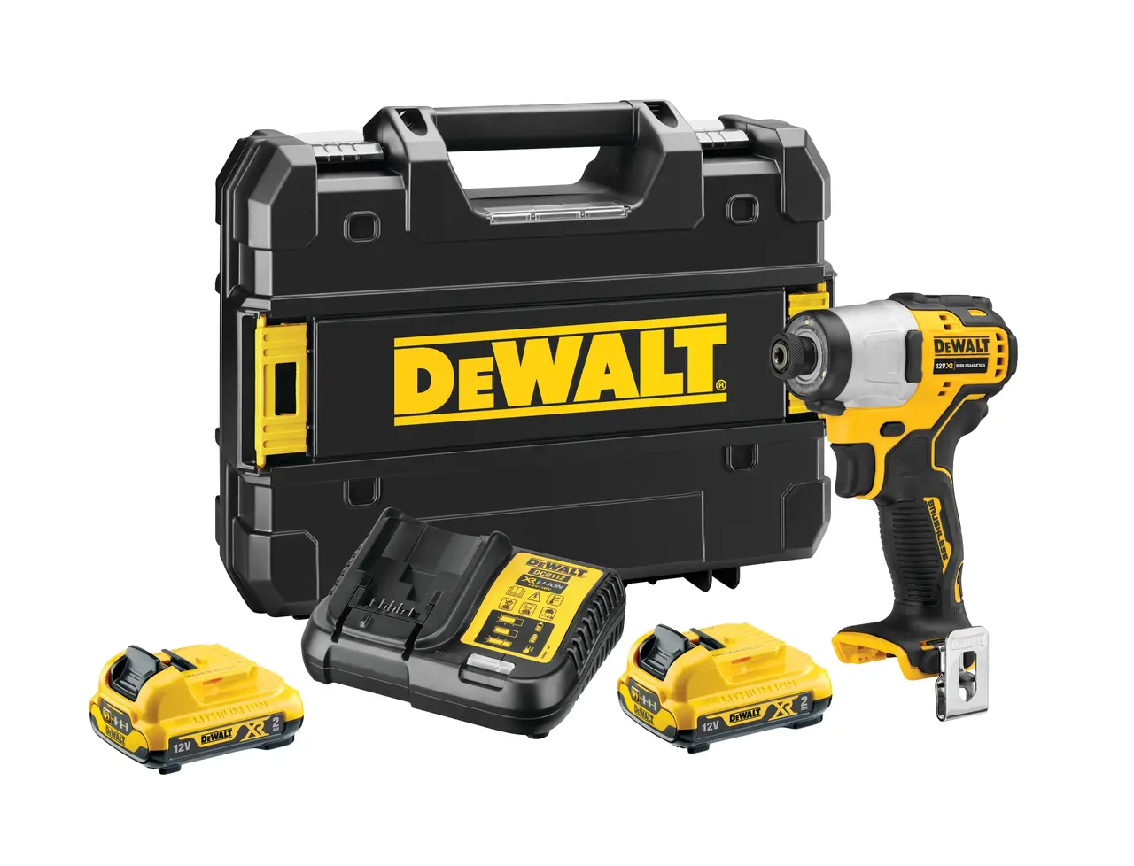 12V XR Brushless Compact Impact Driver with (2) 2Ah Batteries