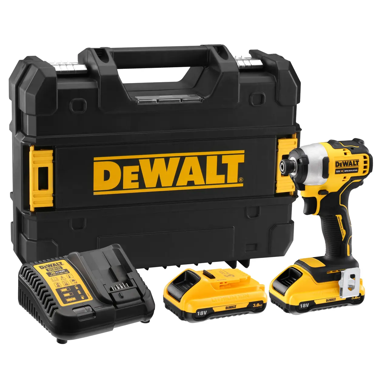 18V XR Brushless Compact Impact Driver with (2) 3Ah Batteries