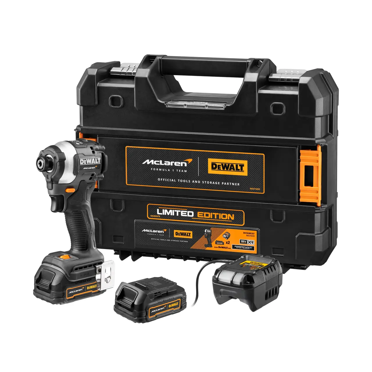 18V XR Brushless Compact Impact Driver - DEWALT x McLaren F1 Team LIMITED Edition with (2) 1.7Ah POWERSTACK Batteries