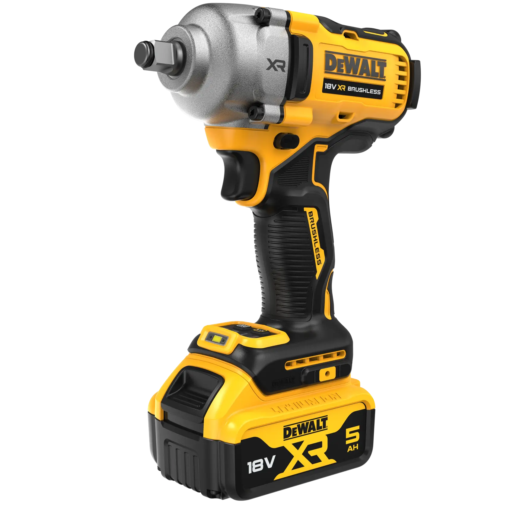 18V XR® Brushless 1/2" Hog Ring Mid Torque Impact Wrench - 2 X 5Ah Battery