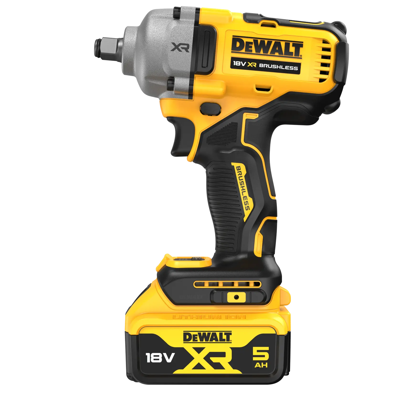 18V XR® Brushless 1/2" Hog Ring Mid Torque Impact Wrench - 2 X 5Ah Battery