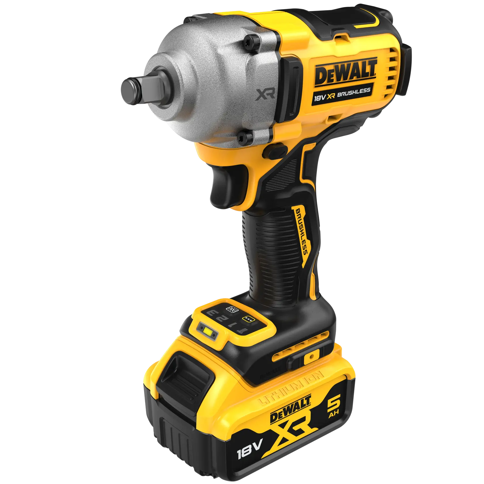 18V XR® Brushless 1/2" Hog Ring Mid Torque Impact Wrench - 2 X 5Ah Battery