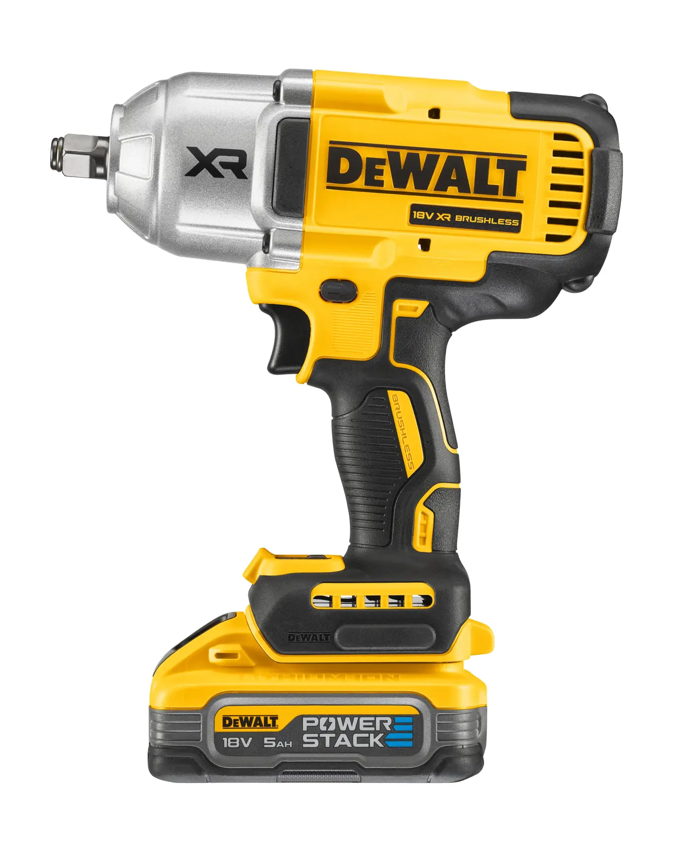 18V XR® Brushless 1/2" Hog Ring High Torque Impact Wrench - 2 X 5Ah POWERSTACK™ Battery