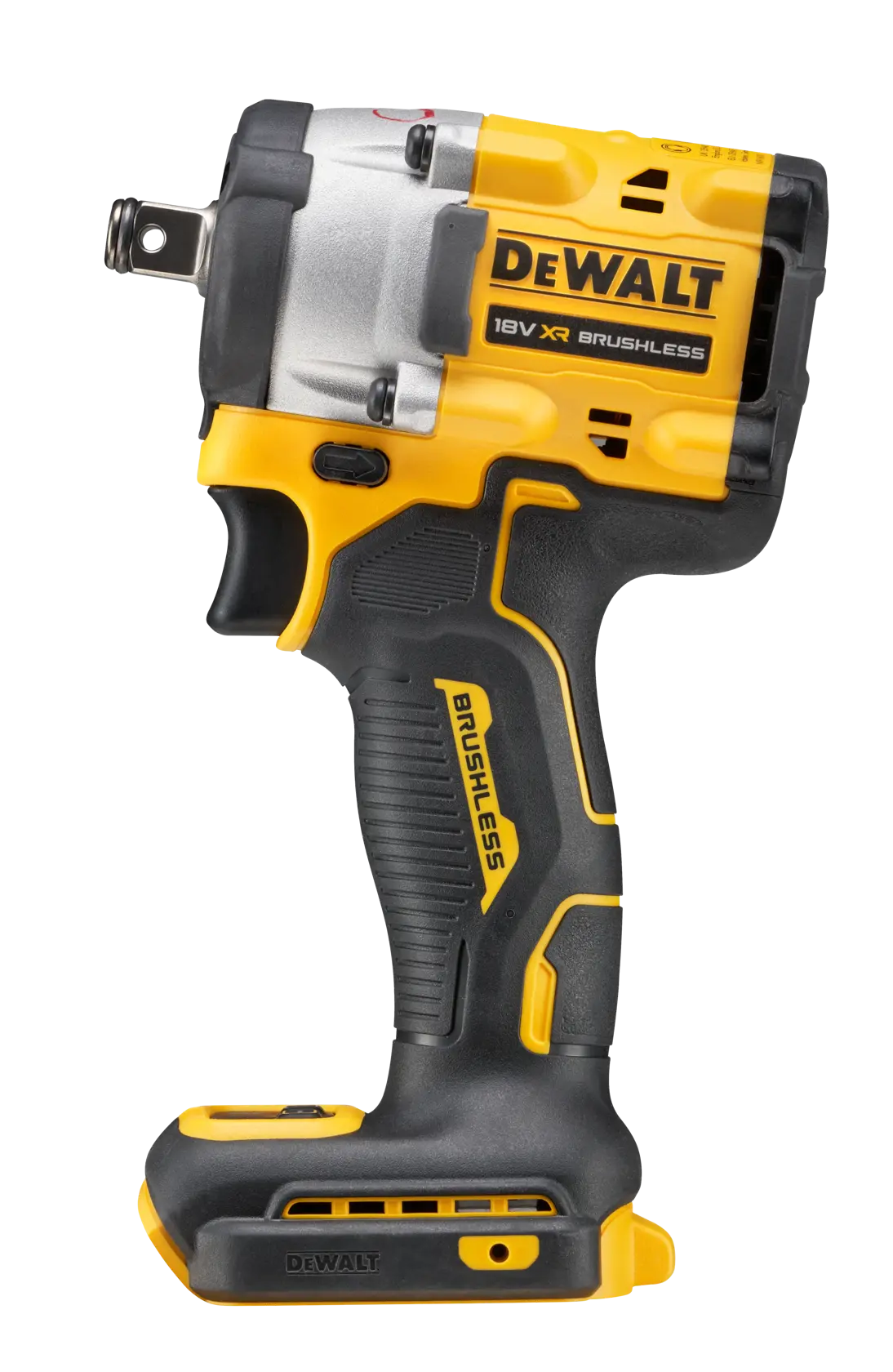 DEWALT impact wrench, SKUs DCF921N, DCF921N-XJ, DCZ294P2-XE. Yellow and black brushless tool.