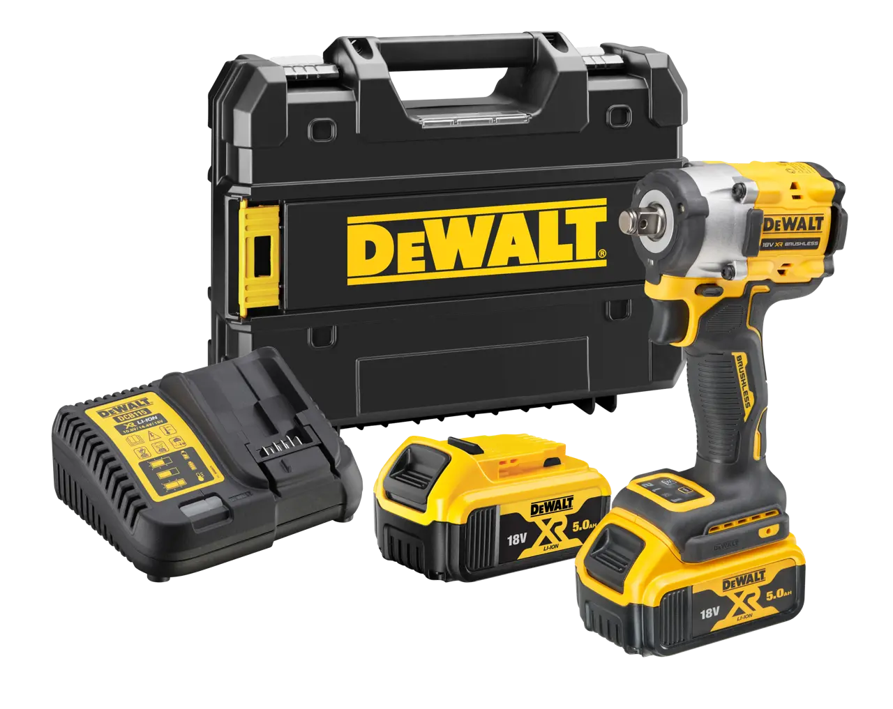 18V XR Brushless 1/2-in Hog Ring Compact Impact Wrench with (2) 5Ah Batteries