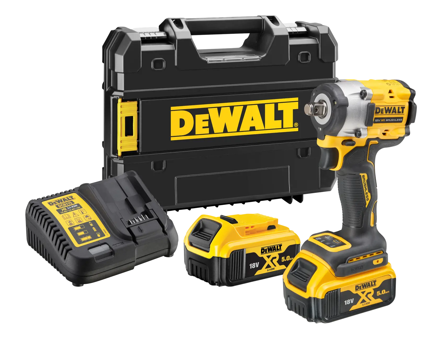 18V XR® Brushless 1/2" Hog Ring Compact Impact Wrench - 2 X 5Ah Battery