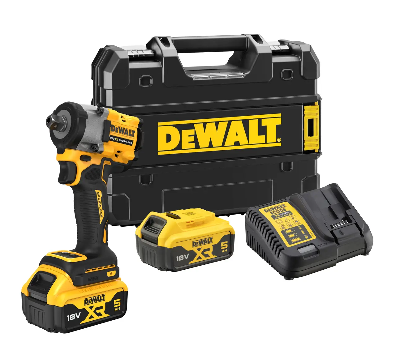 18V XR Brushless 1/2-in Detent Pin Compact Impact Wrench with (2) 5Ah Batteries