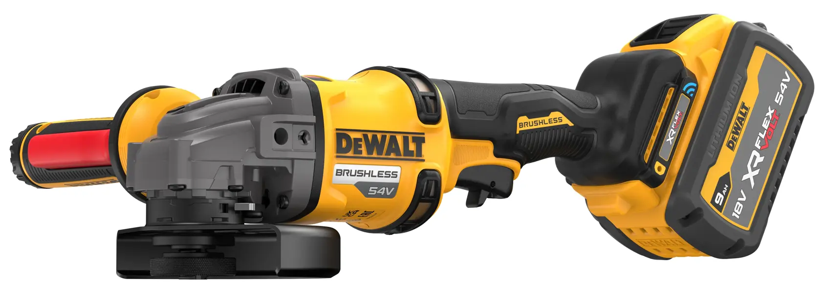 54V XR FLEXVOLT® 125mm Side Handle Detect Angle Grinder - 2 x FLEXVOLT® 9Ah