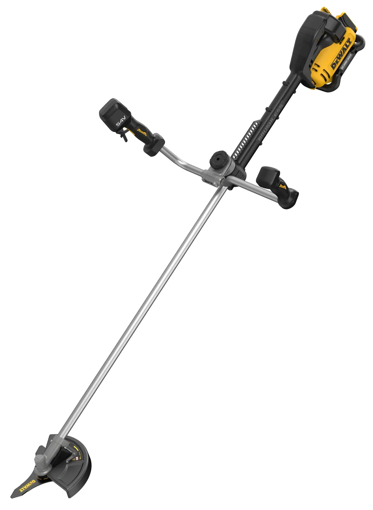 DEWALT Rasentrimmer DCMBC823N, DCMBC823N-XJ mit langem Stiel und gelb-schwarzem Motor.