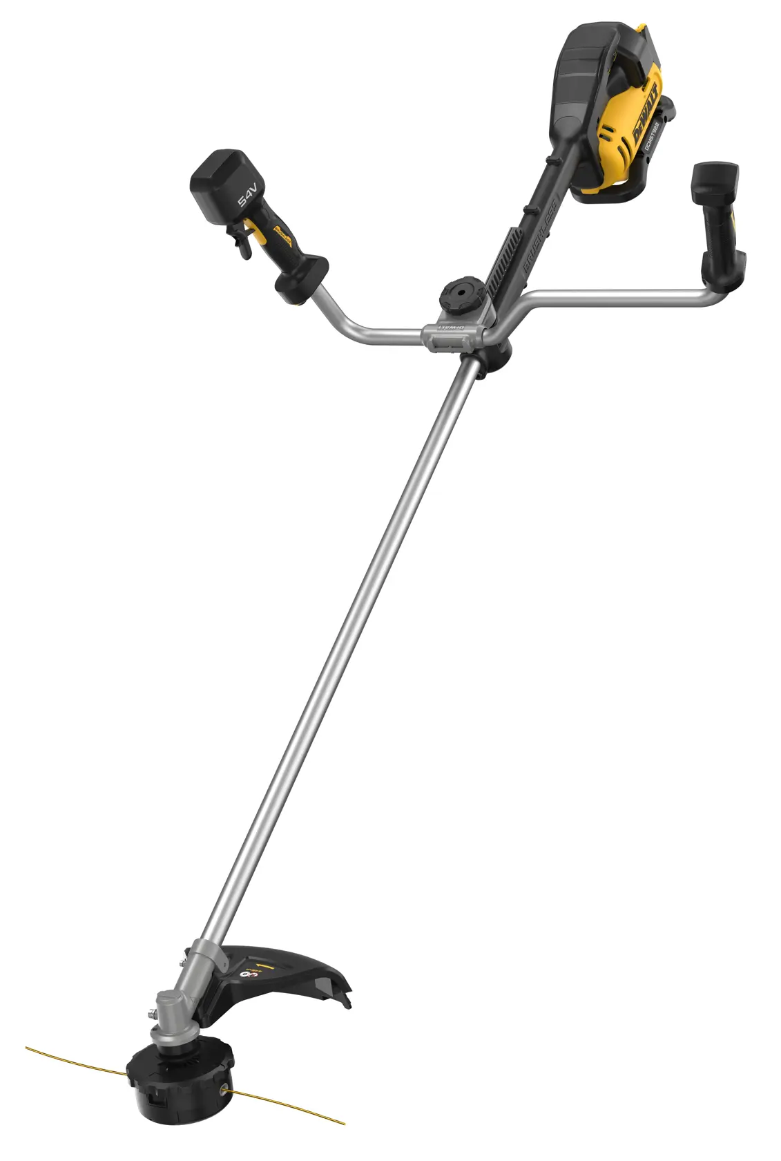 DEWALT Freischneider DCMST922N, DCMST922N-XJ mit Doppelgriffen und Metallschaft, gezeigt für Fotografie.