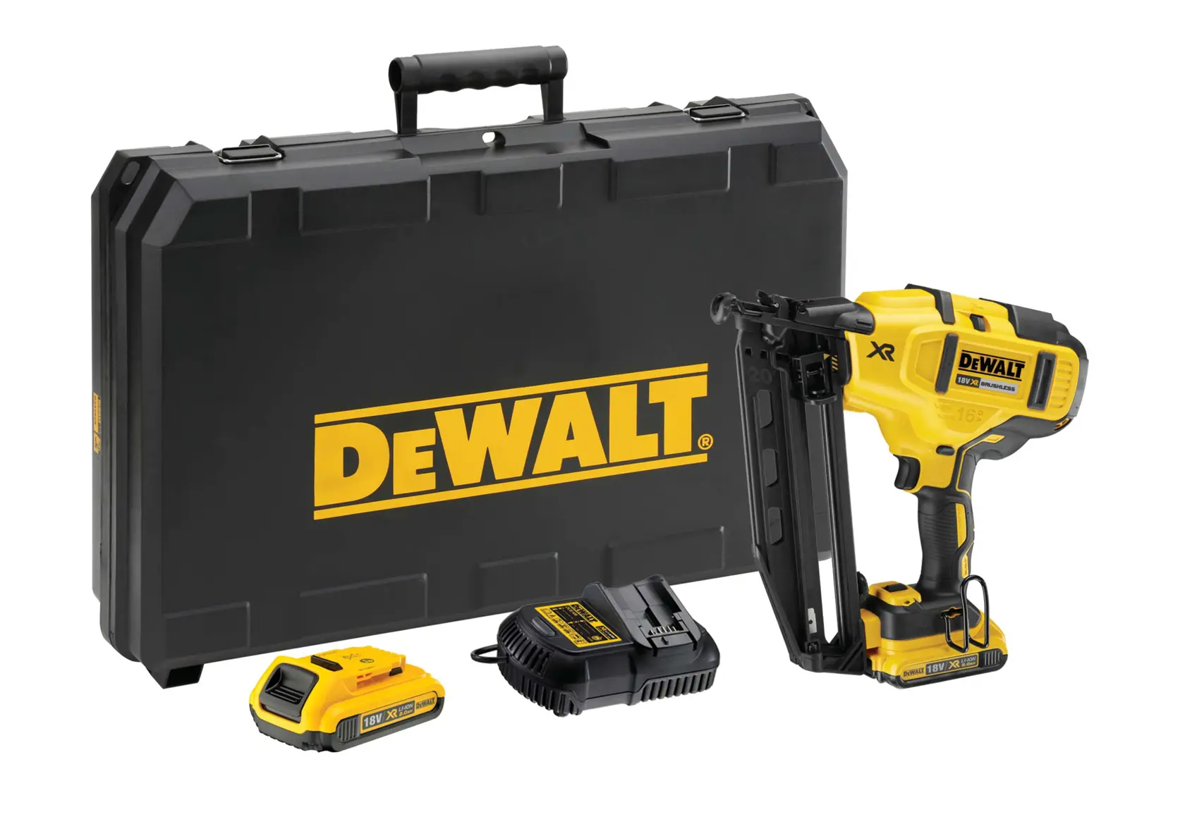 18V XR® Brushless 16 Gauge Second Fix Nailer (16 Gauge) (2 X 2 Ah)