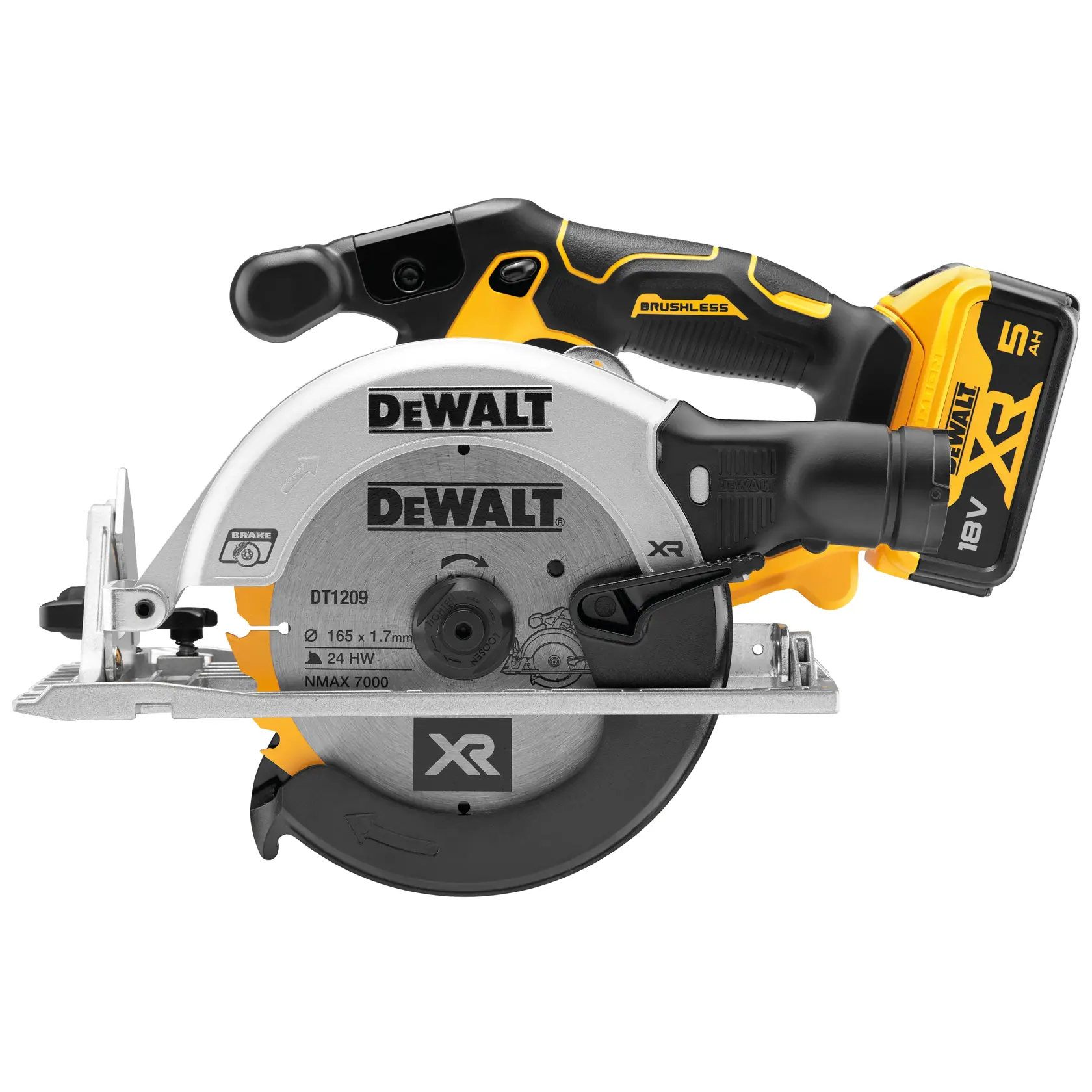 18V XR® Brushless 165 mm Circular Saw - 2 x 5 Ah