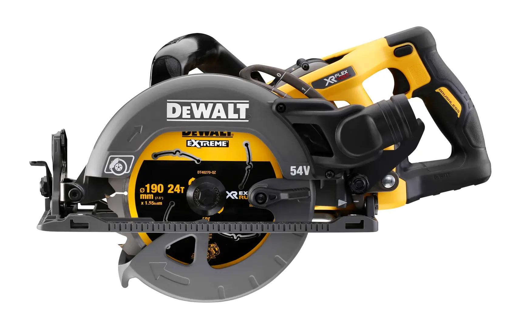 54V XR FLEXVOLT® 190 mm High Torque Circular Saw - 2 x 6Ah