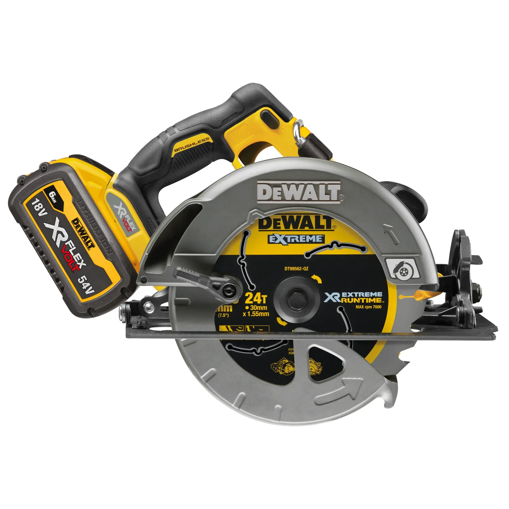 54V XR FLEXVOLT® 190 mm Circular Saw - 2 x 6Ah