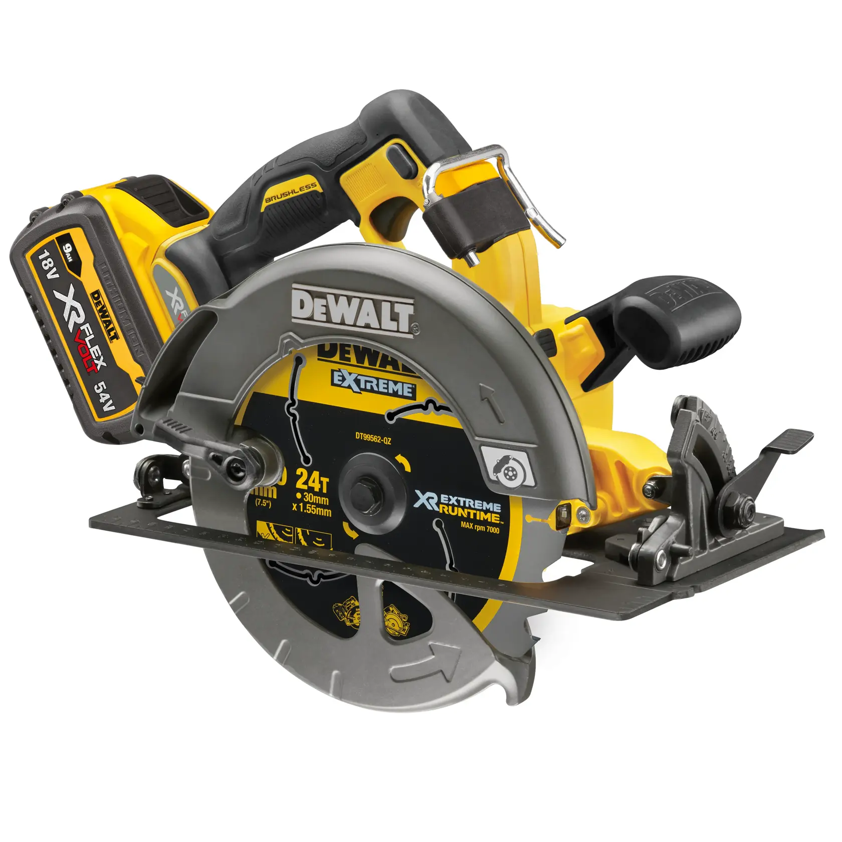 54V XR FLEXVOLT® 190 mm Circular Saw - 2 x 9 Ah