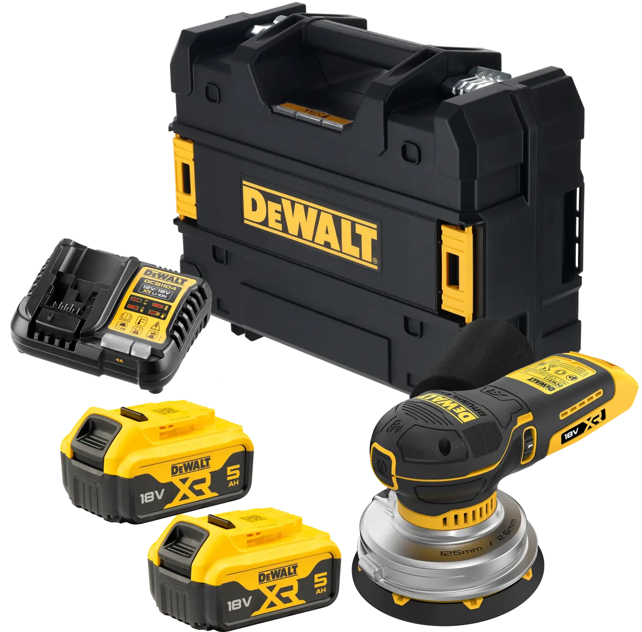 XR 18V 125mm Random Orbit Sander with (2) 5.0Ah Batteries Kit