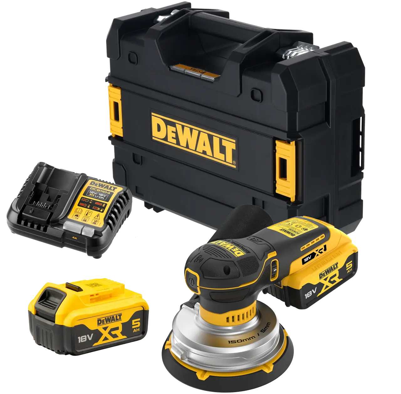 18V XR Brushless 150mm Random Orbit Sander with (2) 5.0Ah Batteries Kit