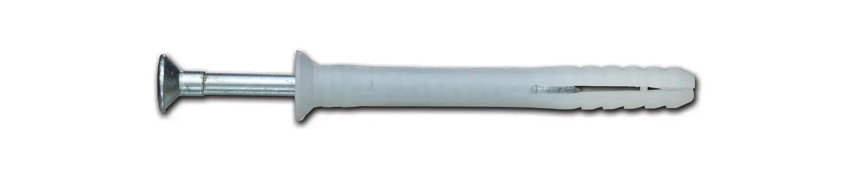 A DEWALT wall plug and screw, shown isolated on a white background.