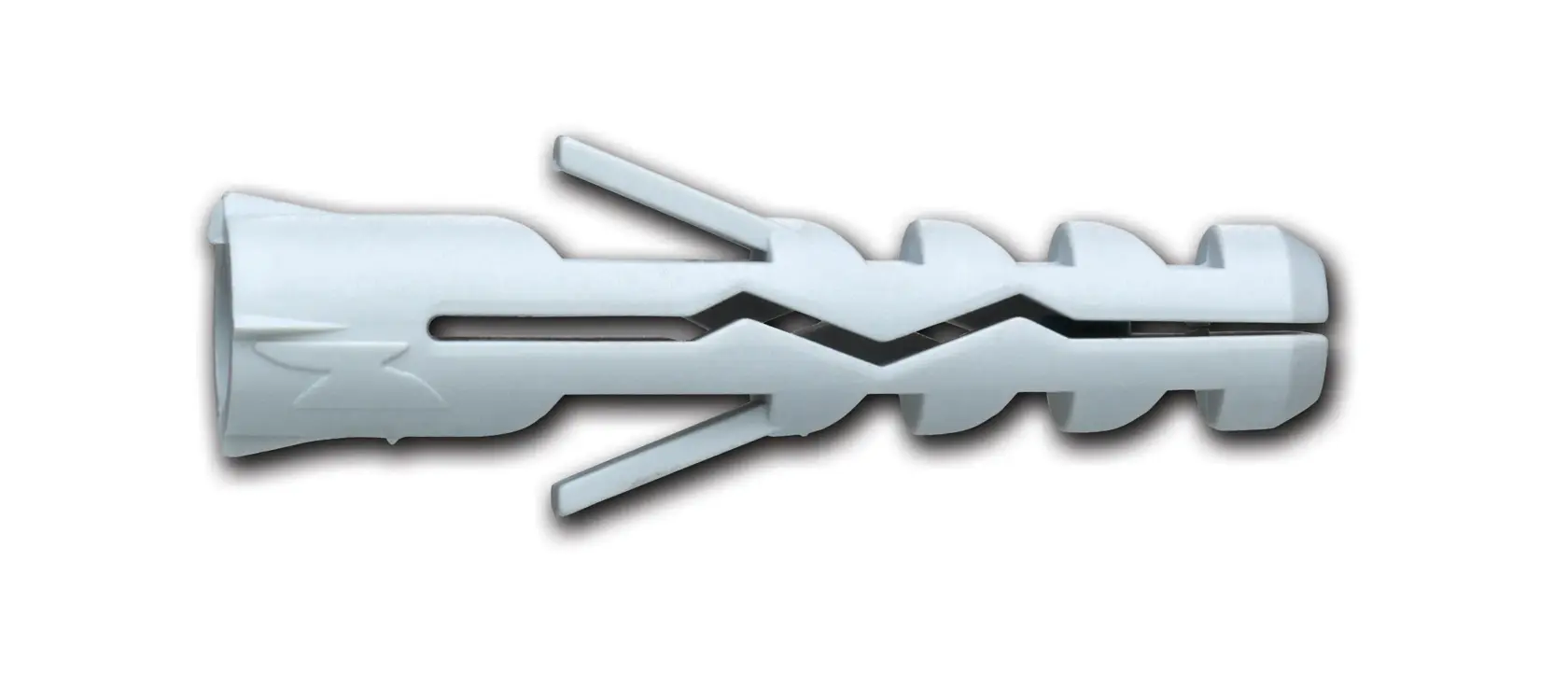 A grey plastic wall plug for securing screws, shown against a white background.