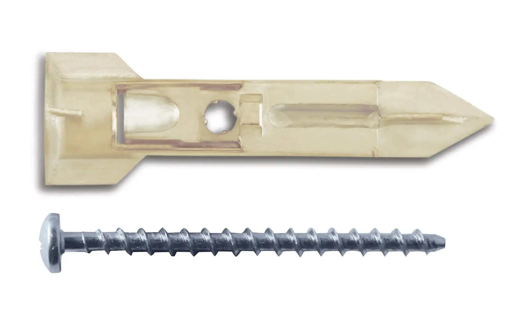 A wall anchor and screw set for secure mounting, shown on a white background.