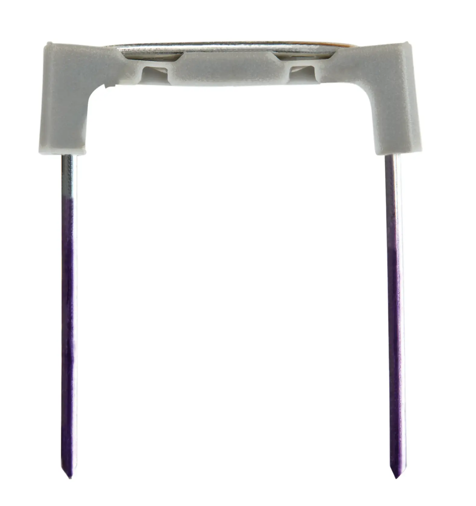A pack of clear plastic photography accessories with purple tips, arranged in a gray holder on a white background.