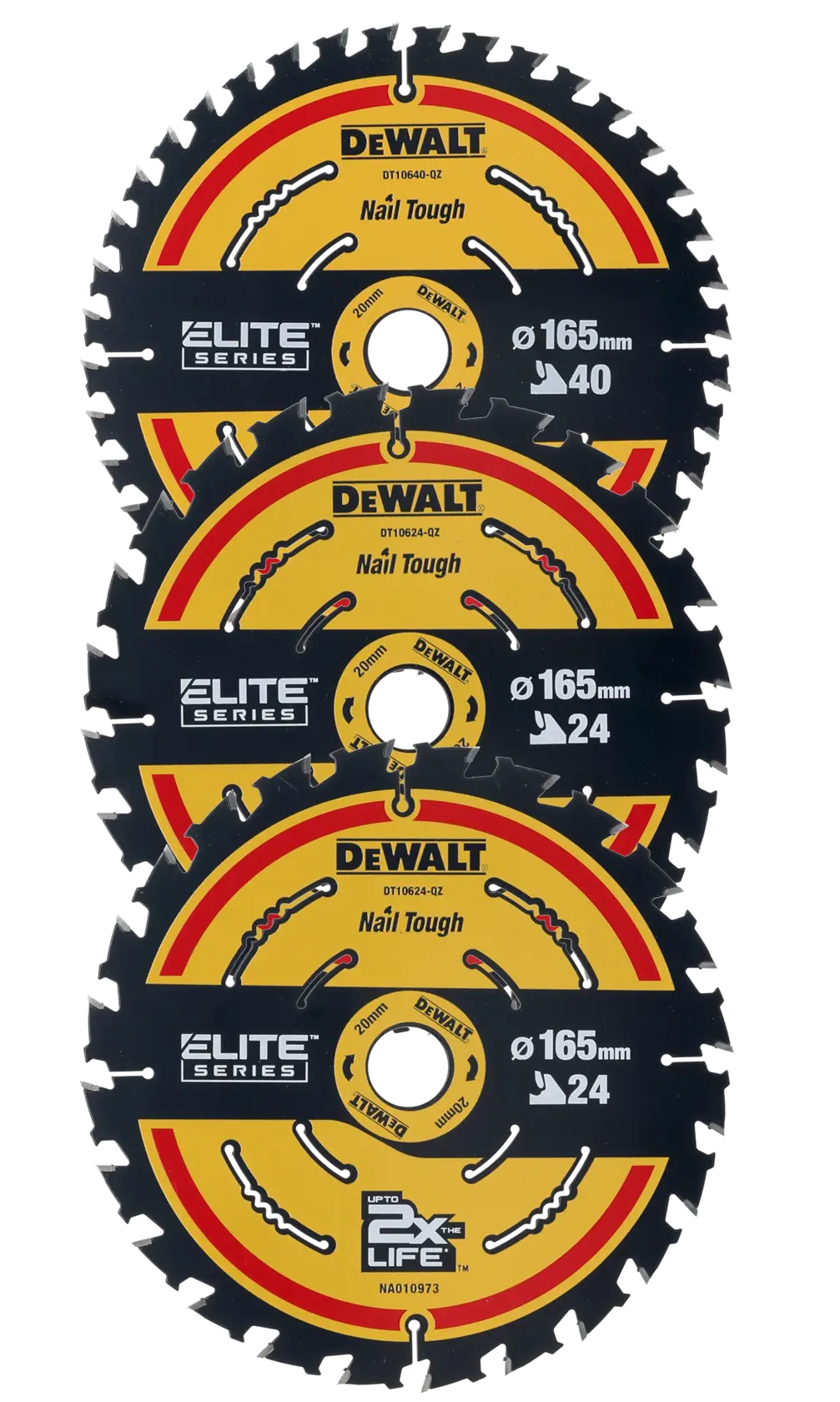 x3 ELITE CSB blades including 2 x DT10640-OZ blades and x1 DT10624-OZ blade