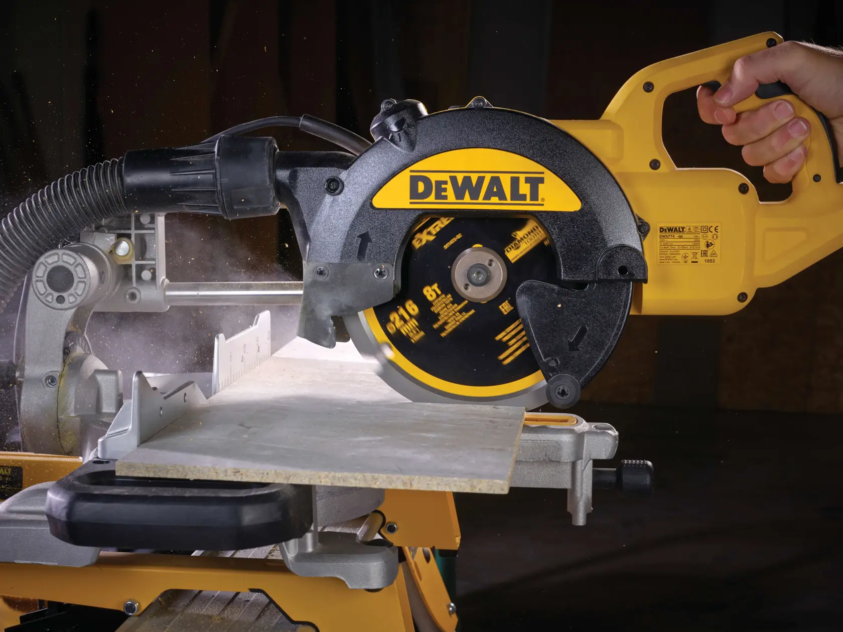 Graphic showing DEWALT XTREME Sub-Compact Series branding with the slogan 'Compact and Performance Packed' on a yellow background.