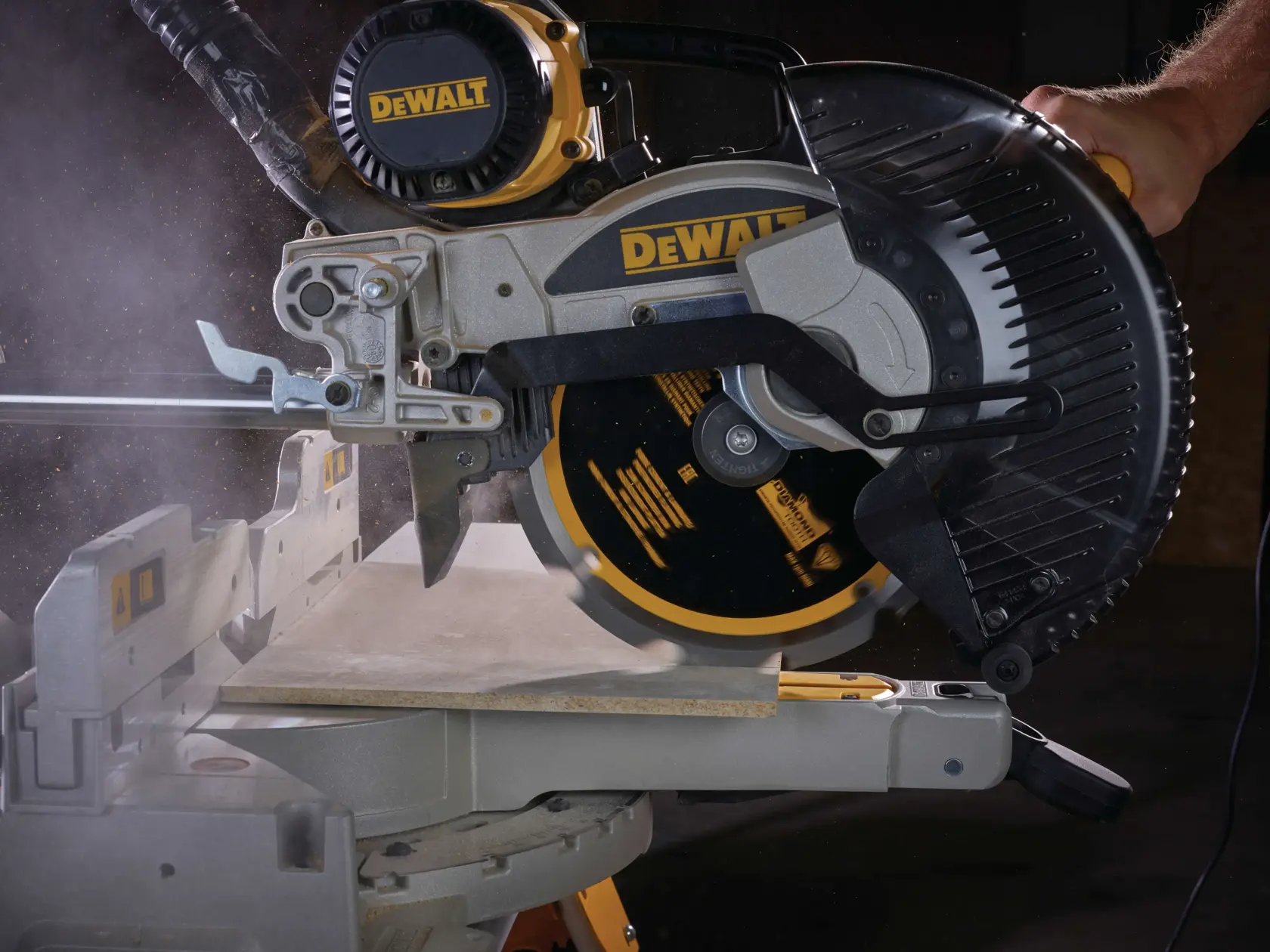 Graphic showing DEWALT XTREME Sub-Compact Series branding with the slogan 'Compact and Performance Packed' on a yellow background.