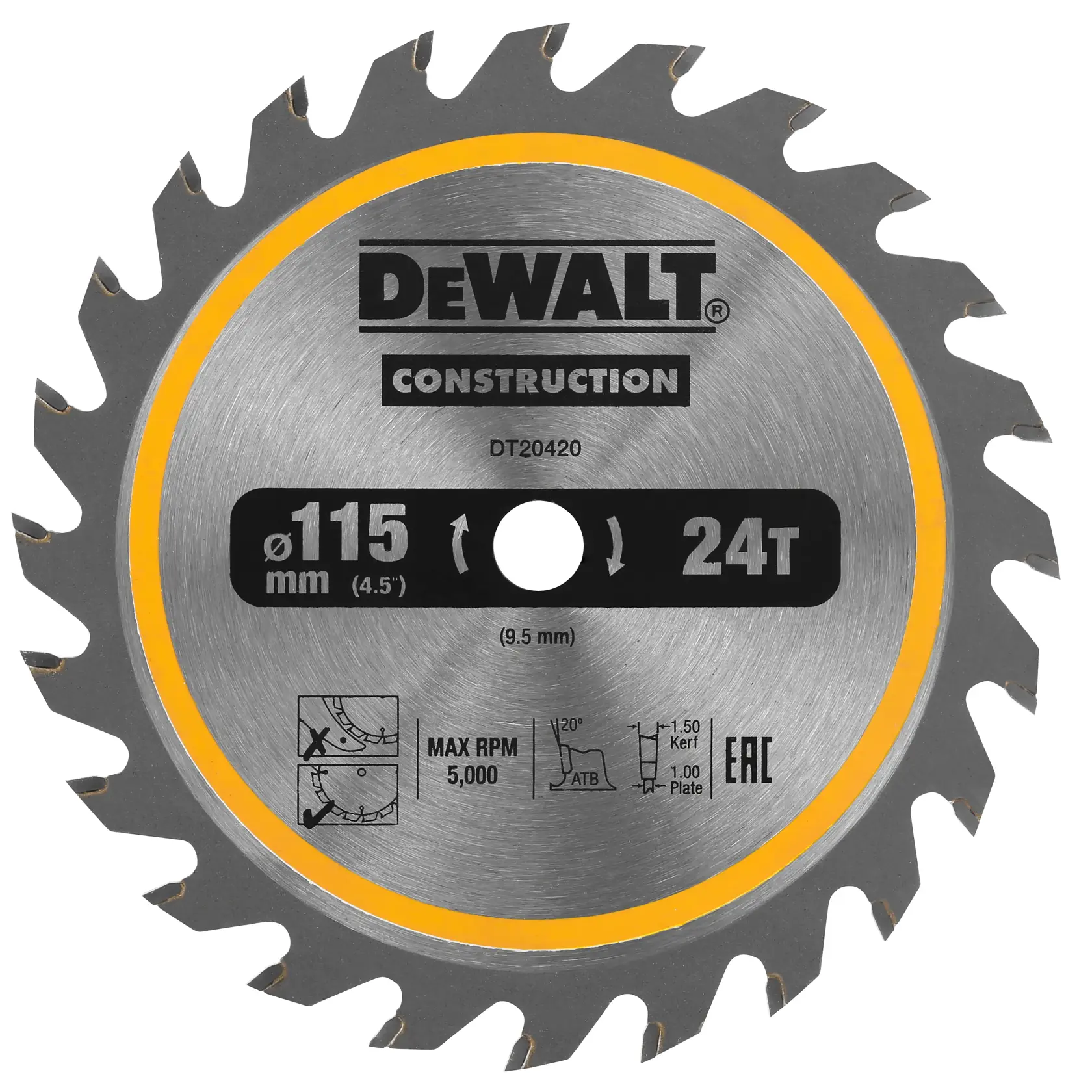 Construction 115mm x 9.5mm 24t Circular Saw Blade