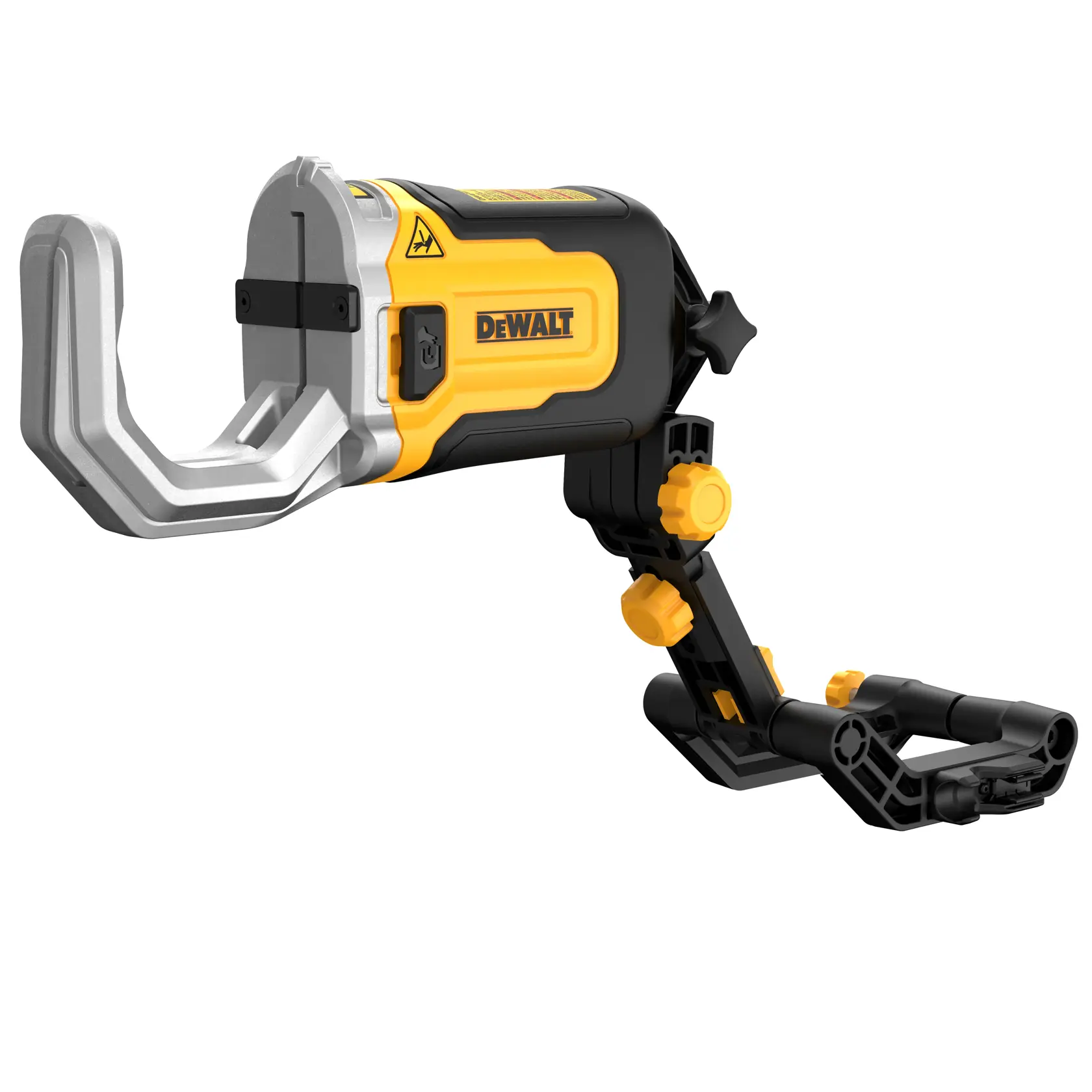 DEWALT DT20560 photography accessory with adjustable mount and yellow-black body, shown on white background.
