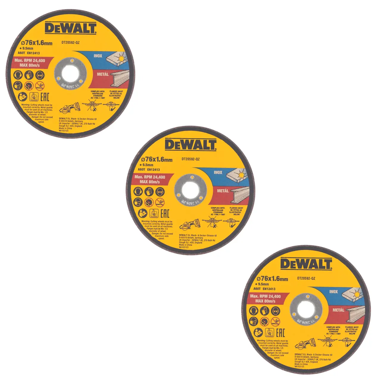 76mm x 1mm x 10mm Inox Bonded Abrasive Cutting Disc (3 pcs.)