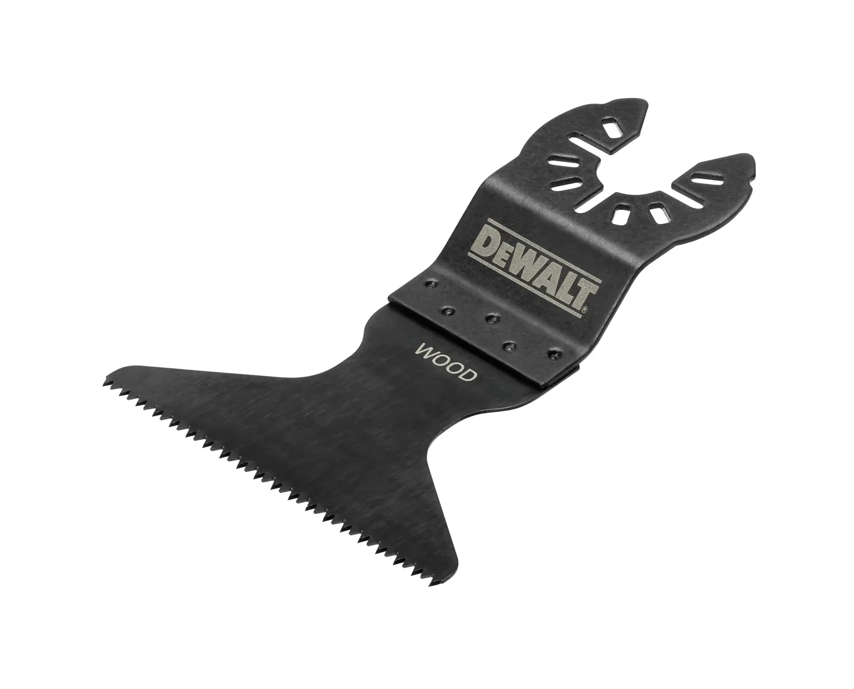 DEWALT DT20705 multi-tool saw blade with jagged edge for cutting wood and plastic.