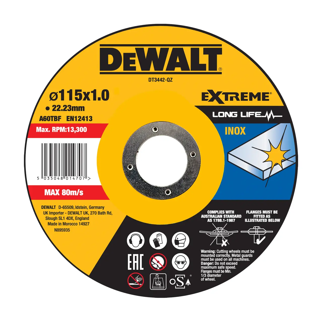 Extreme 115mm x 1mm x 22.23mm Type 41 Bonded Abrasive INOX Cutting Disc