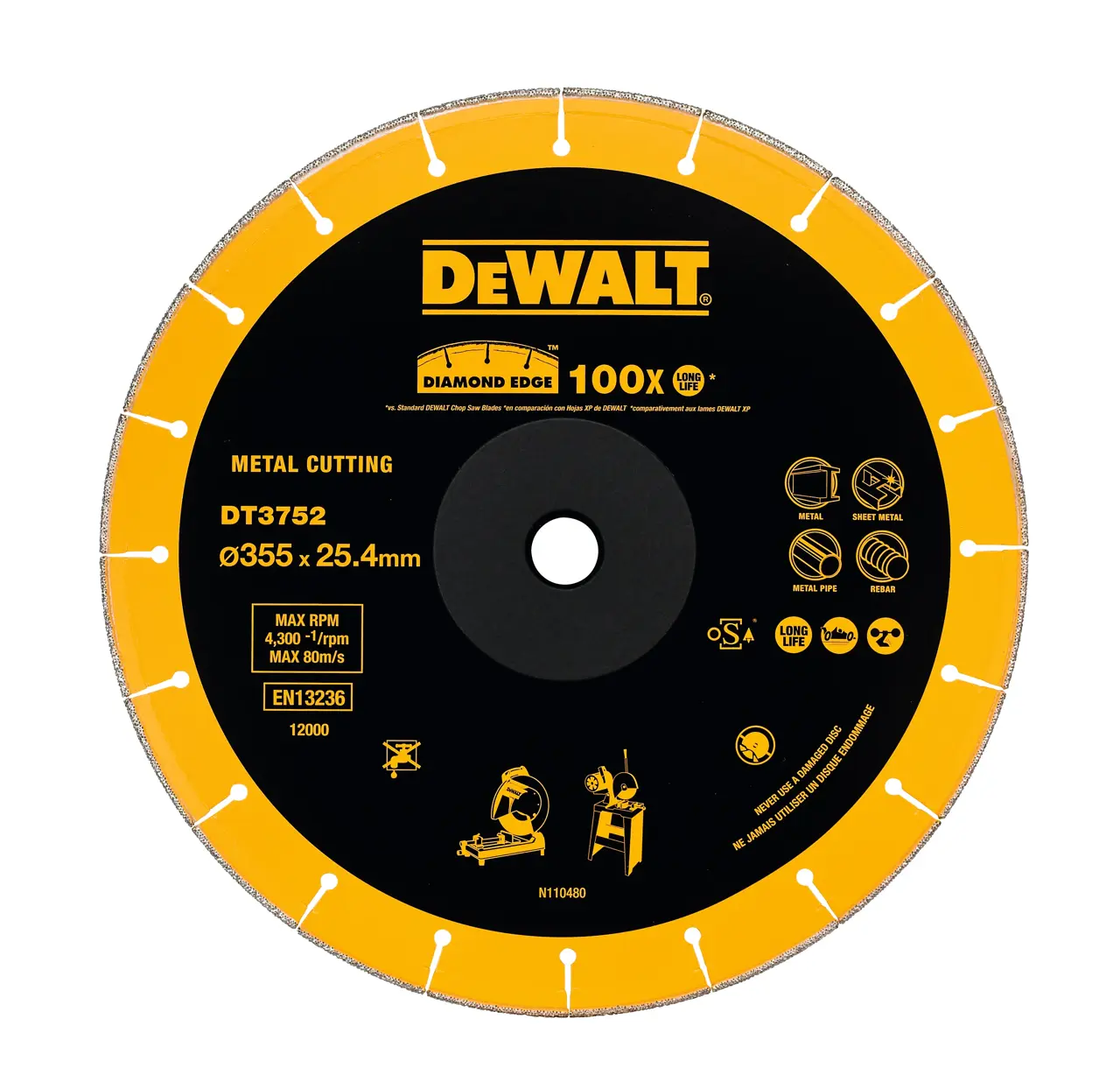 Extreme 355mm x 1.6mm x 25.4mm Bsl Diamond Edge Chop Saw Blade