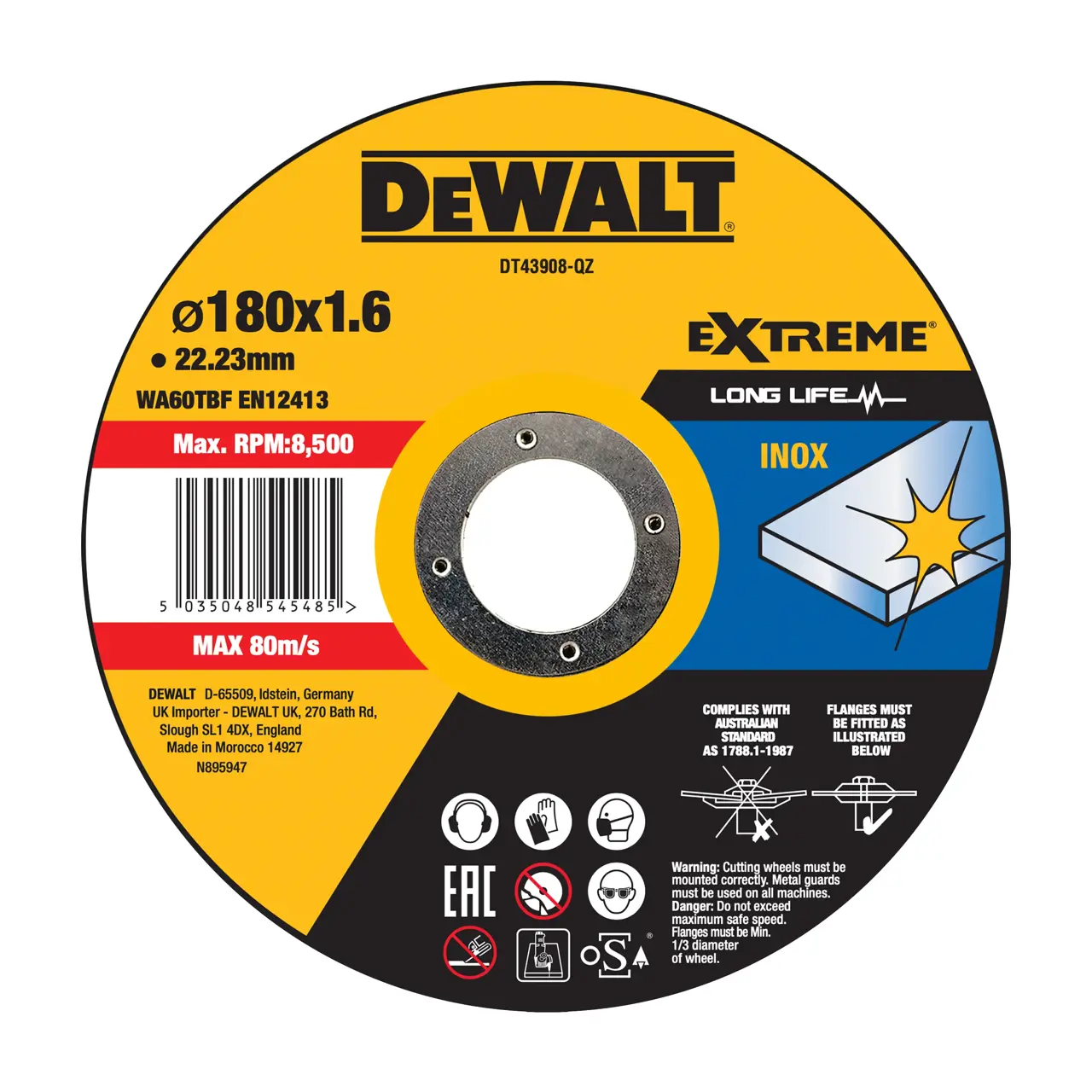 Extreme 180mm x 1.6mm x 22.23mm Bonded Abrasive Inox Cutting Disc