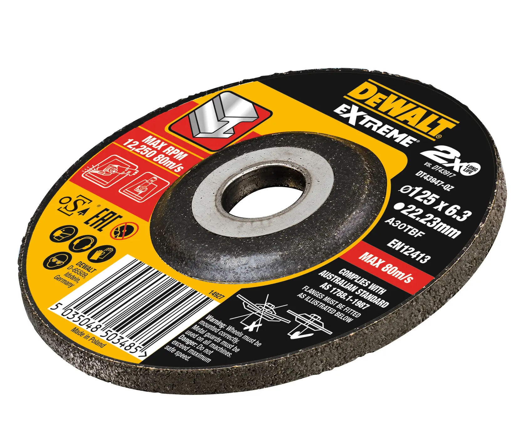 Extreme 125mm x 6.3mm x 22.23mm Bonded Grinding Disc
