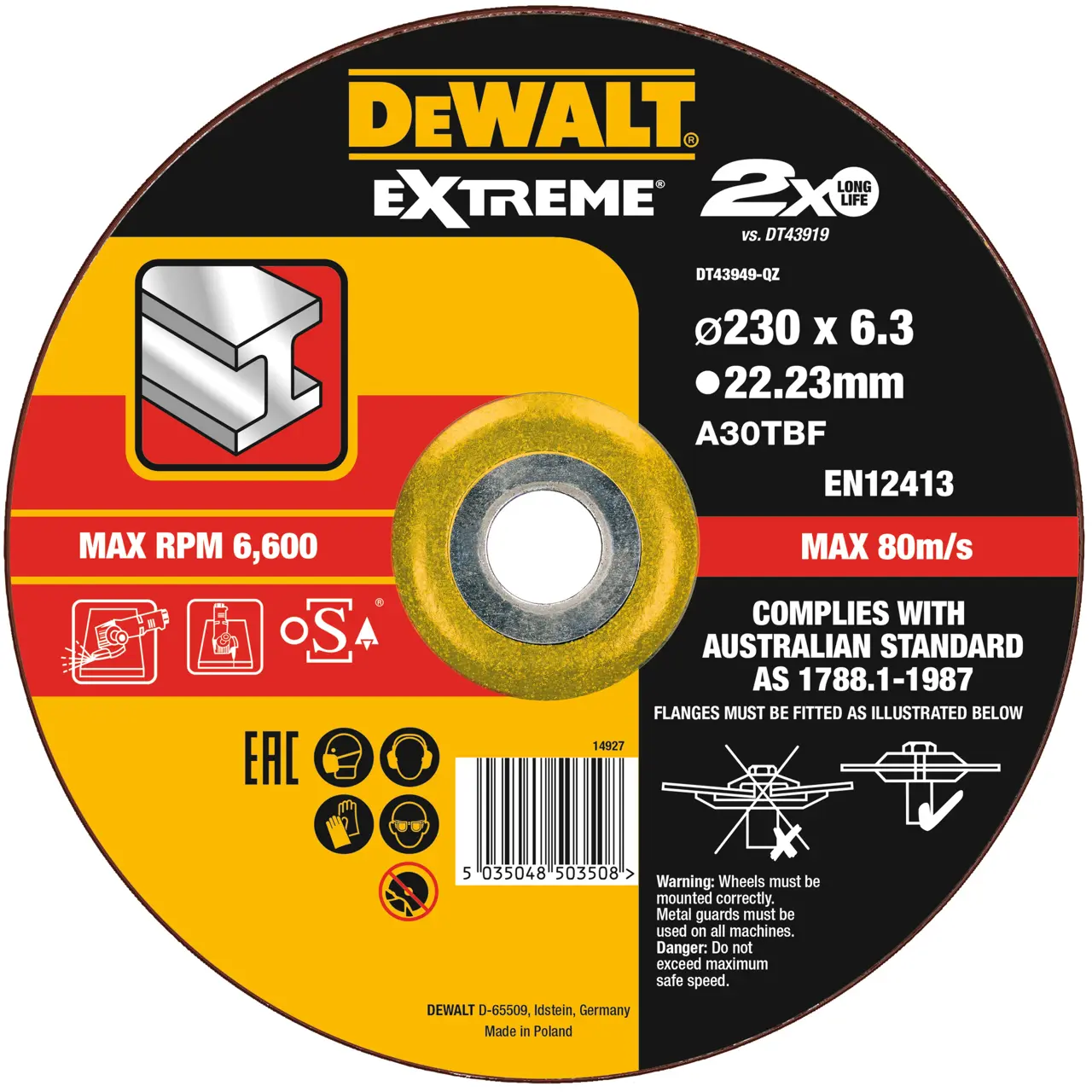 Extreme 125mm x 6mm x 22.23mm Bonded Abrasive Metal Grinding Disc