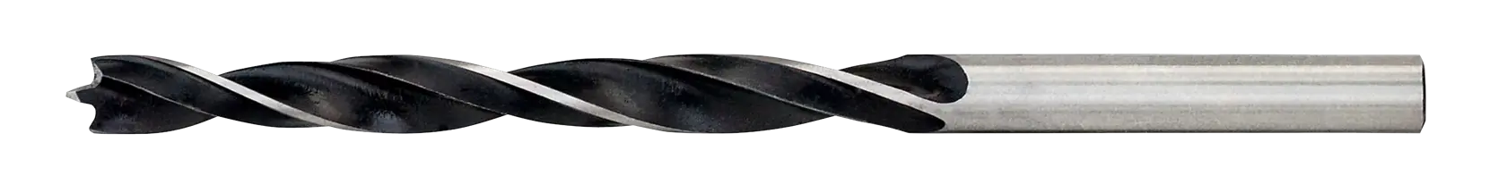 A DEWALT wood drill bit with a sharp point and spiral flutes, shown against a white background.