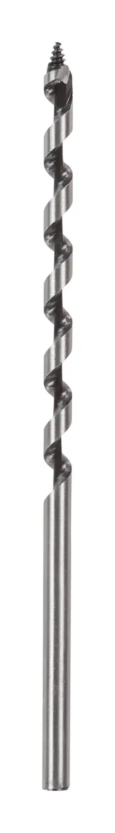 A single metal auger drill bit shown vertically against a white background.